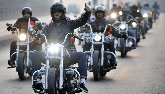 Motorcycle group riding hand signals