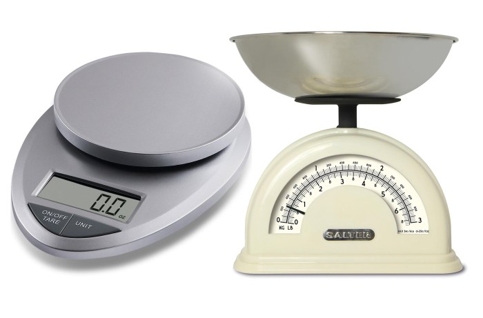 A digital scale is used that provides weights